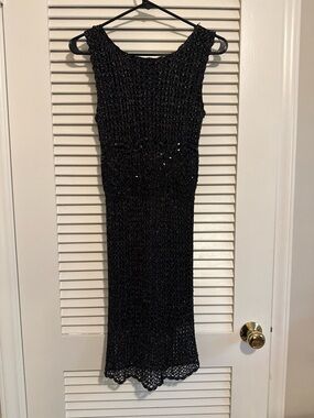 Vintage Black Sleeveless Knit Evening Dress